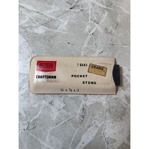 Vintage Sears Craftsman Pocket Stone In Plastic Sleeve 9 6441 ¼ × ⅞ × 3